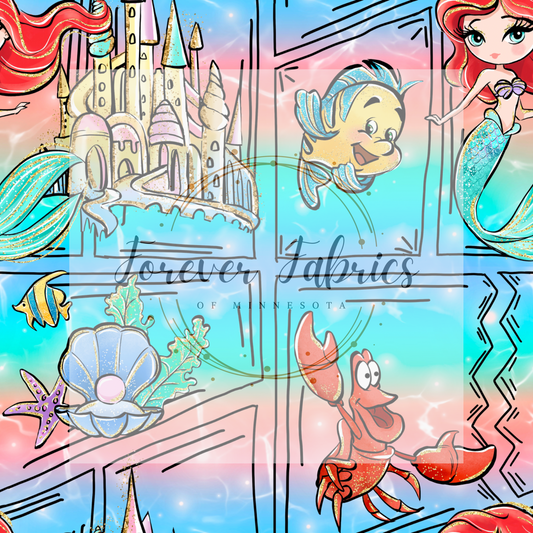 Mermaid Comic  .  . . . . (BH/ 24)| Preorder | Fabric By The Yard