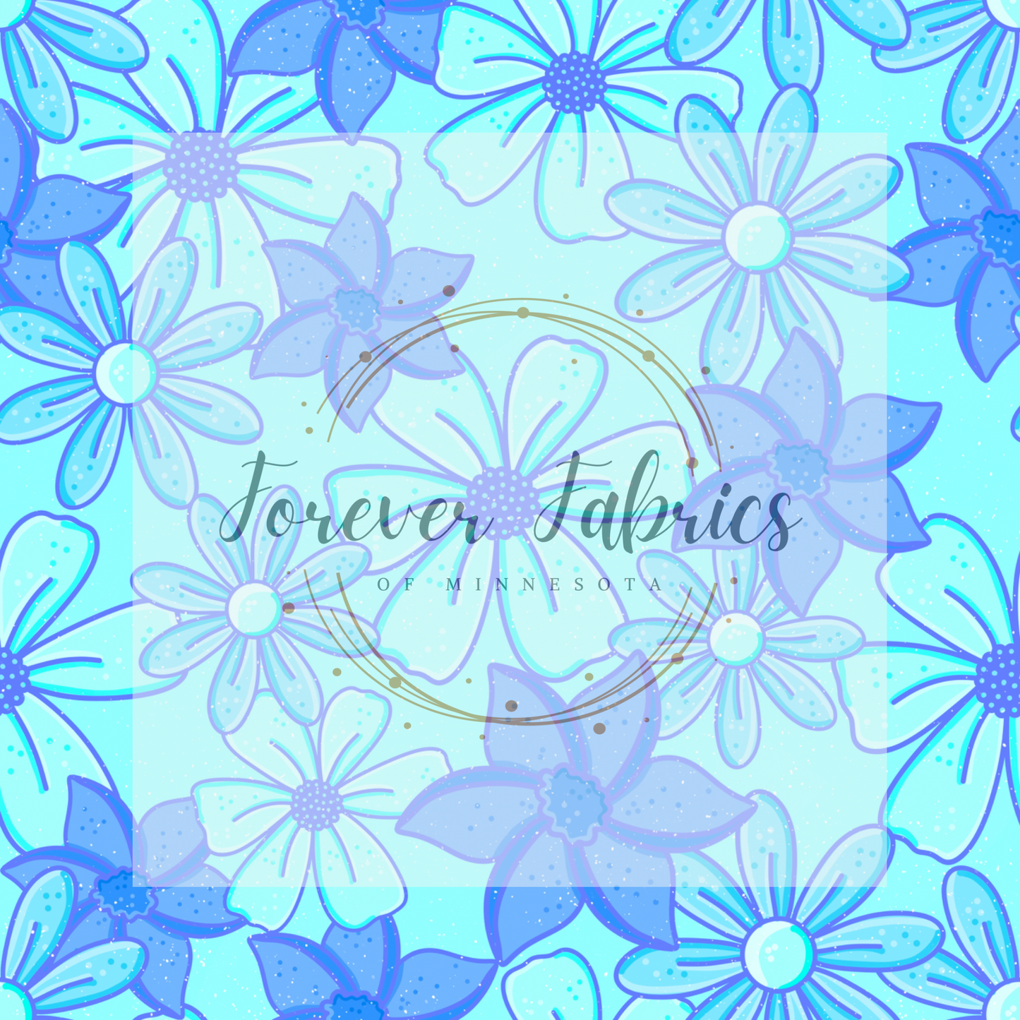 Blue  Frozen Flowers. . . (BH/ 24)| Preorder | Fabric By The Yard