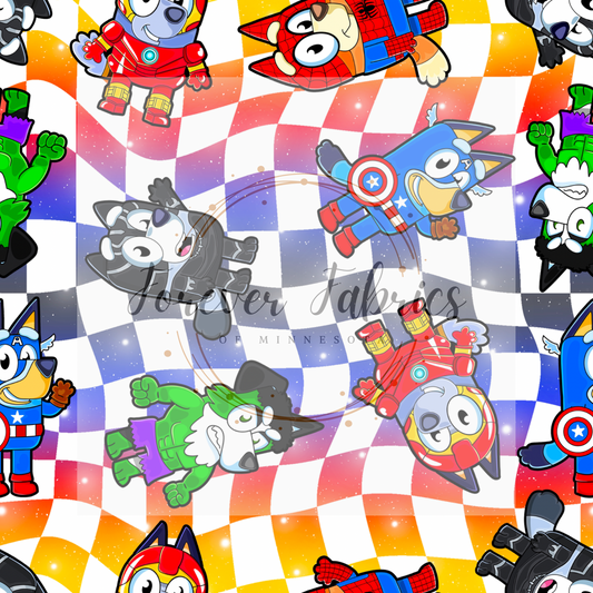 Blue Dog Hero’s Checkered  (BH 4/24)| Preorder | Fabric By The Yard