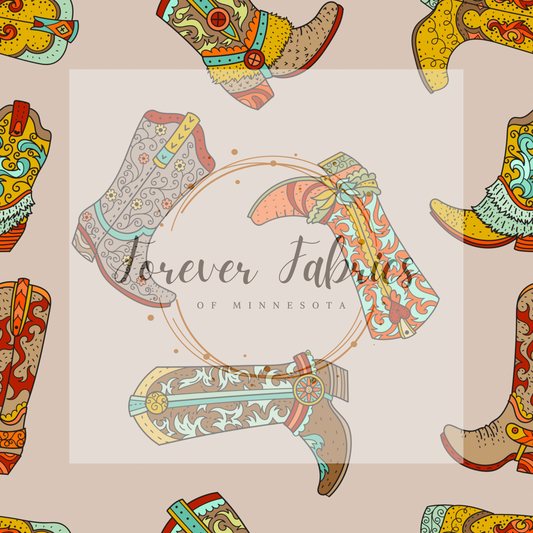 Boho Boots  .    .    . (BH/ 22) | Preorder | Fabric By The Yard