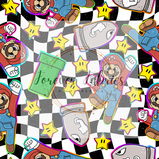 Mr.M. Comic Checkered  .  .  . . . . (BH/ 24)| Preorder | Fabric By The Yard