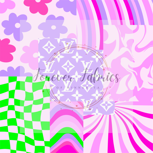 Pink/Green LV Checkered    ( BH 4/24)| Preorder | Fabric By The Yard