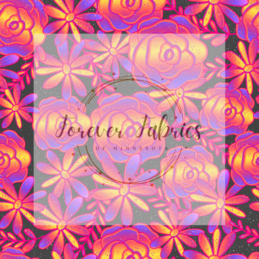 Sunset Ombre  Floral Dark  .   . . . . (BH/ 24)| Preorder | Fabric By The Yard