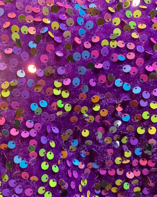 Multi colored purple  | Stretch Sequin Velvet