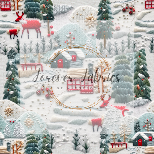 Christmas village embroidery |Preorder | By The Yard