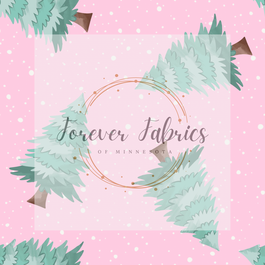 Christmas trees on pink background | Preorder | By The Yard