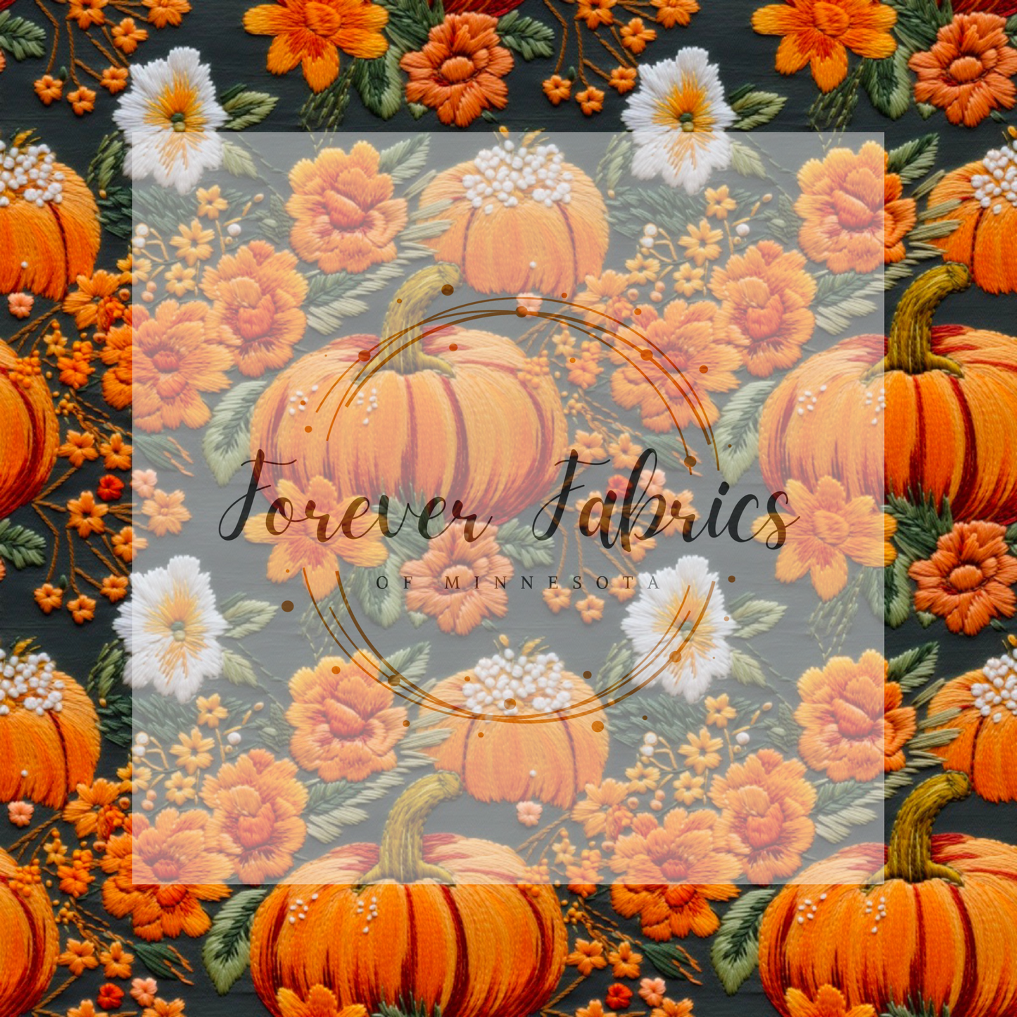 Embroidery pumpkins, ￼| Preorder| By The Yard