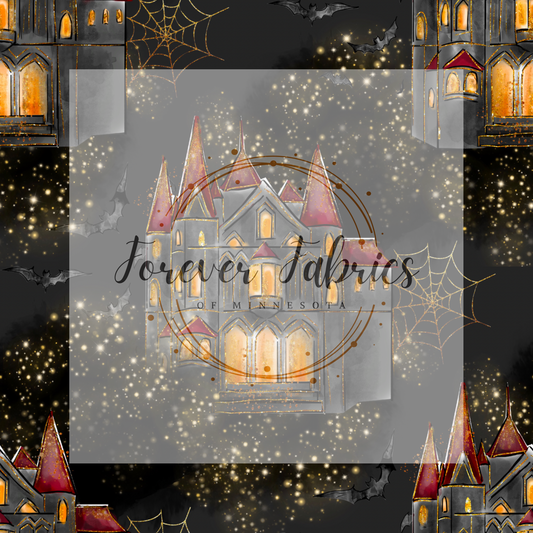 Haunted house, embroidery, | Preorder| By The Yard