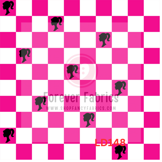 LD148- Barbie Bright  pink check         22| Preorder | By The Yard
