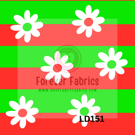 LD151 - Red Green Dasies         22| Preorder | By The Yard