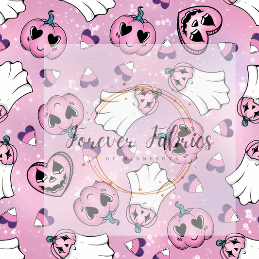 Pink Pumpkins & Ghosts | | Preorder  | Fabric By The Yard