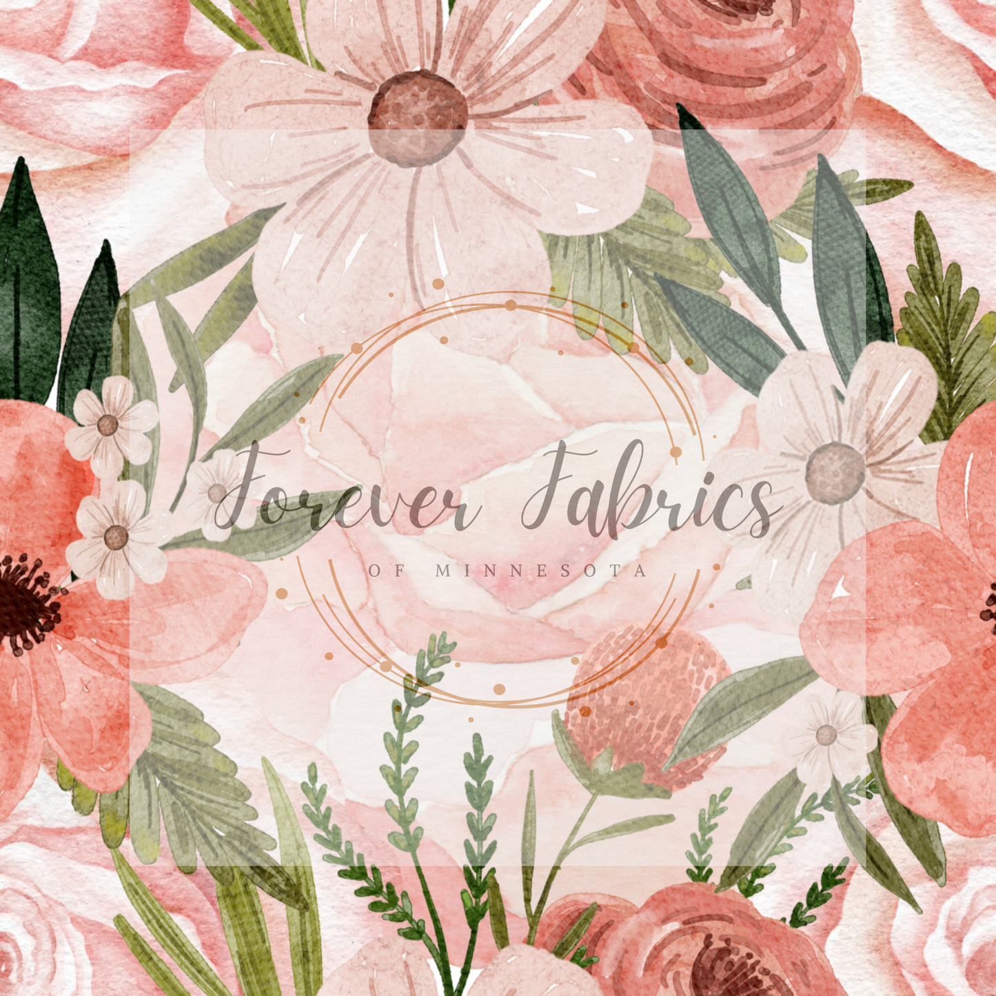 Peach Watercolor Floral | Preorder | By The Yard