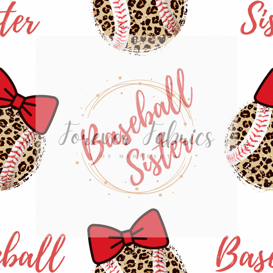 White Leopard Baseball Sister Pink Writing | By The Yard