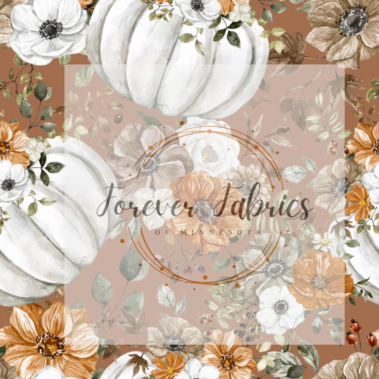 Brown Fall Pumpkin Floral | Preorder  | Fabric By The Yard