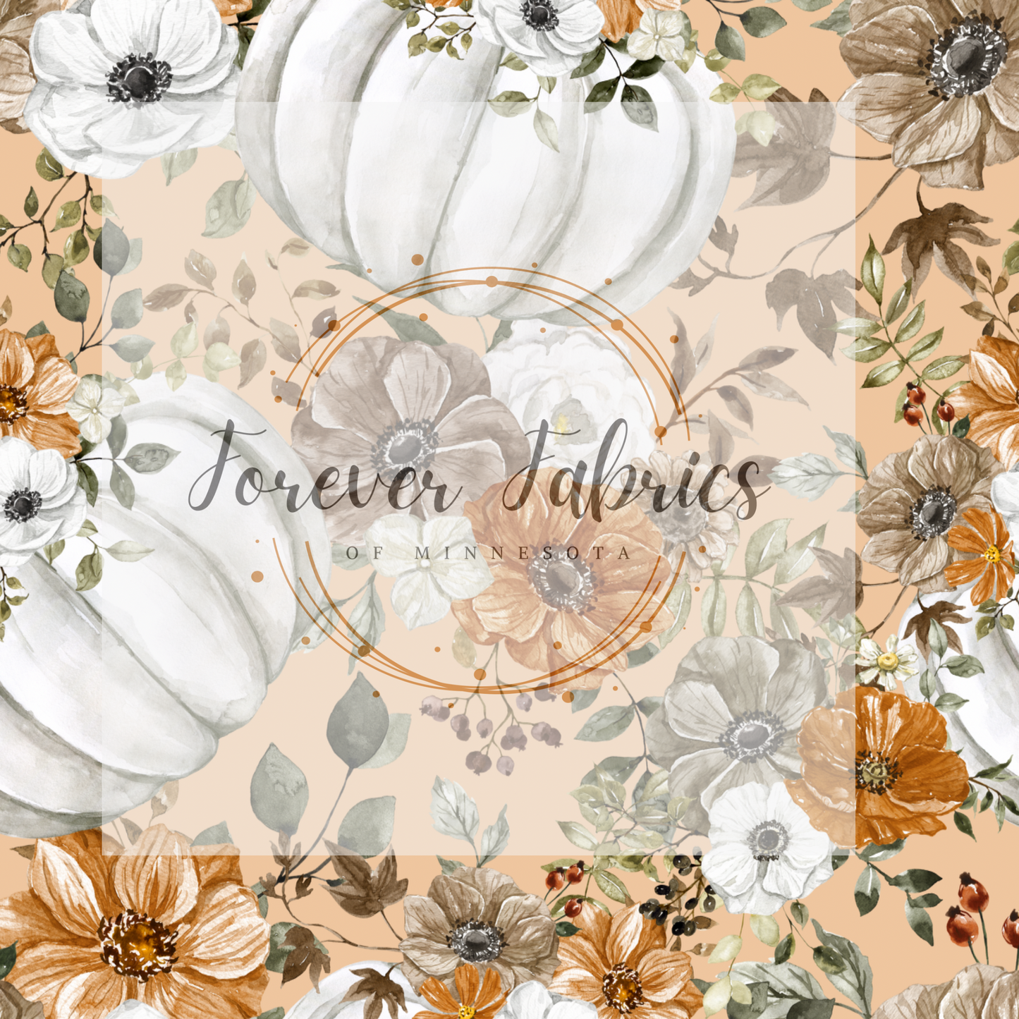 Tan Fall Pumpkin Floral | Preorder  | Fabric By The Yard