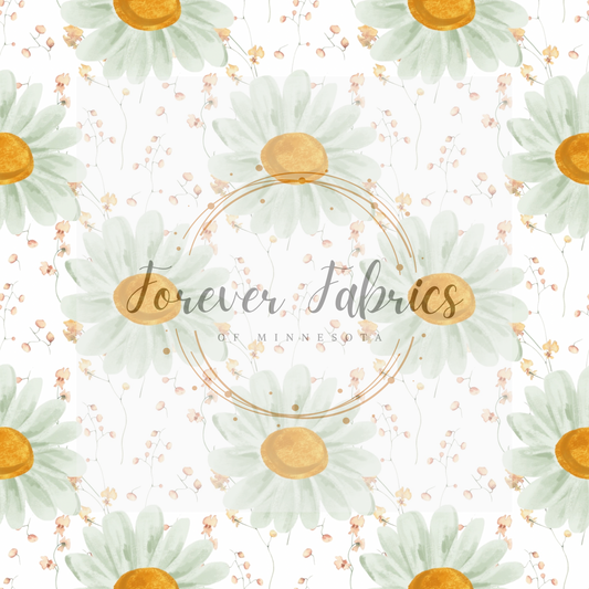 White On White Daisies | Preorder | By The Yard