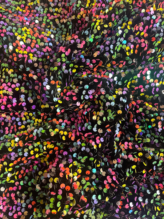Multi Black | Stretch Sequin Velvet