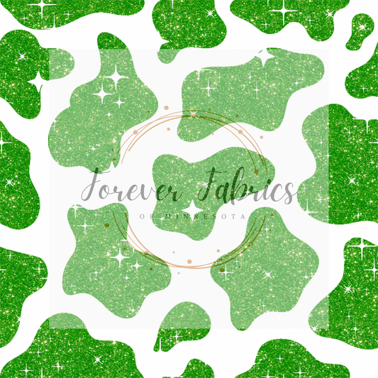 Green Glitter Cow Print | Preorder | By The Yard