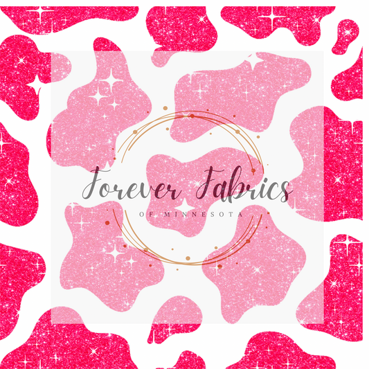 Hot Pink Glitter Cow Print | Preorder | By The Yard