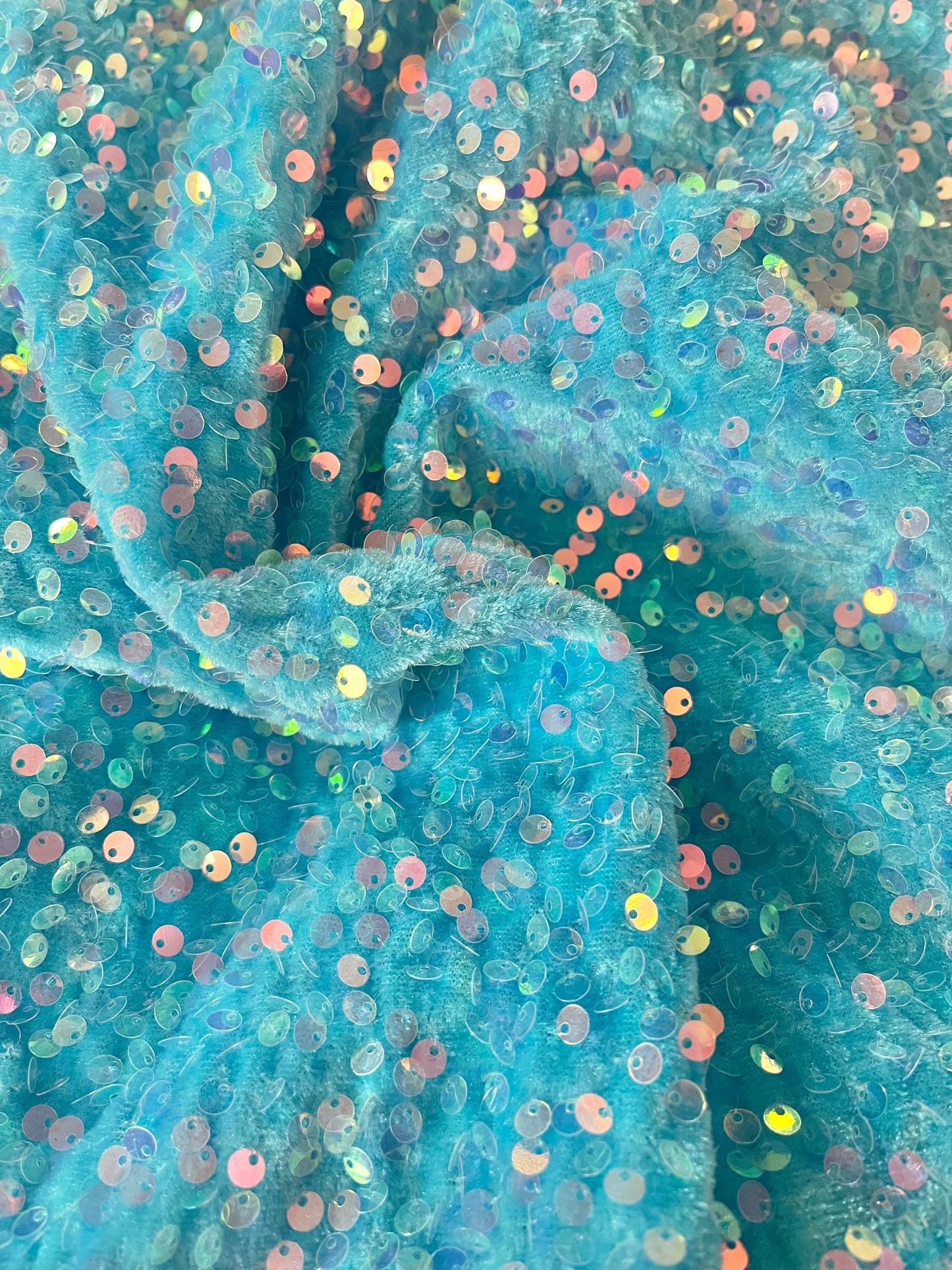 Tiffany Blue | Stretch Sequin Velvet