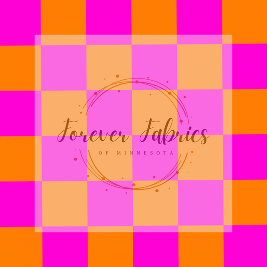 Pink Orange Checkered Squares | Preorder | By The Yard